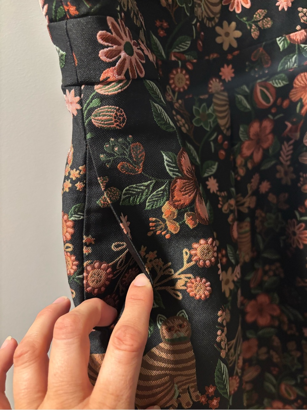 Modcloth Black Floral Mini Dress with Pink and Green Print - Picture 7 of 9
